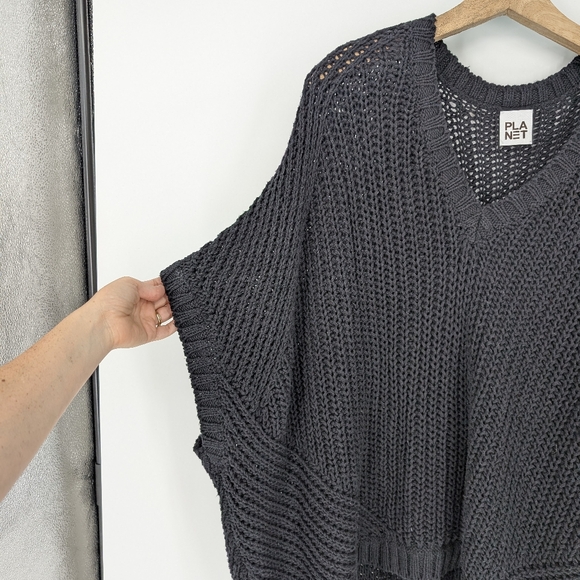 Planet by Lauren G Oversized Chunky Knit Sweater Cotton Peru Lagenlook - Picture 2 of 5